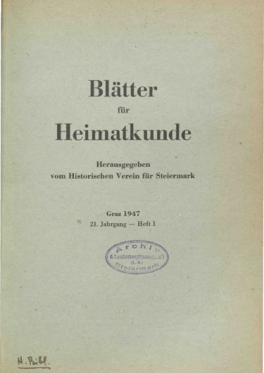 Jahrgang 21 (1947) Blätter Jg21 Titelseite 375x530 - Jahrgang 21 (1947)