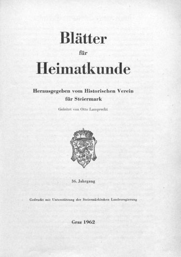 Jahrgang 36 (1962) Blätter Jg36 Titelseite 375x530 - Jahrgang 36 (1962)