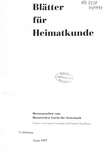 Blätter Jg71 Titelseite 375x530 - Jahrgang 71 (1997)