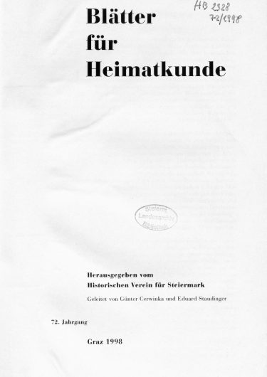 Blätter Jg72 Titelseite 375x530 - Jahrgang 72 (1998)