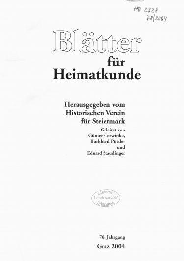 Jahrgang 78 (2004) Blätter Jg78 Titelseite 375x530 - Jahrgang 78 (2004)