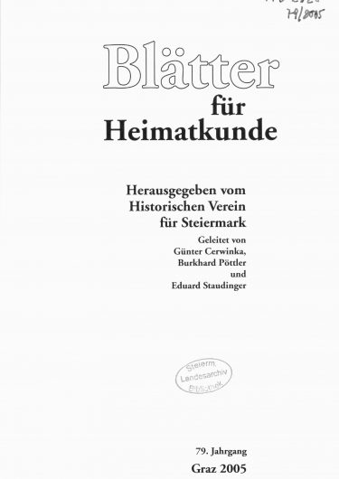 Jahrgang 79 (2005) Blätter Jg79 Titelseite 375x530 - Jahrgang 79 (2005)