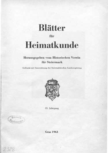 Blätter Jg35 Titelseite 375x530 - Jahrgang 35 (1961)