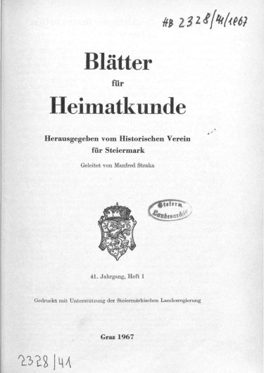 Blätter Jg41 Titelseite 375x530 - Jahrgang 41 (1967)