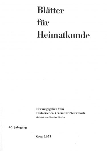 Blätter Jg45 Titelseite 375x530 - Jahrgang 45 (1971)