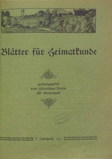 Blätter Jg5 Titelseite 375x530 - Jahrgang 5 (1927)