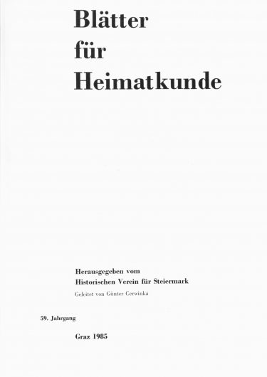 Blätter Jg59 Titelseite 375x530 - Jahrgang 59 (1985)