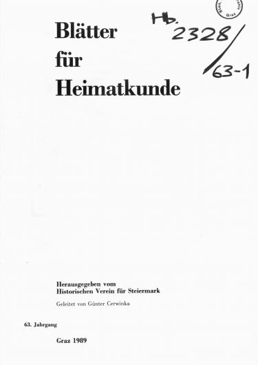 Blätter Jg63 Titelseite 375x530 - Jahrgang 63 (1989)