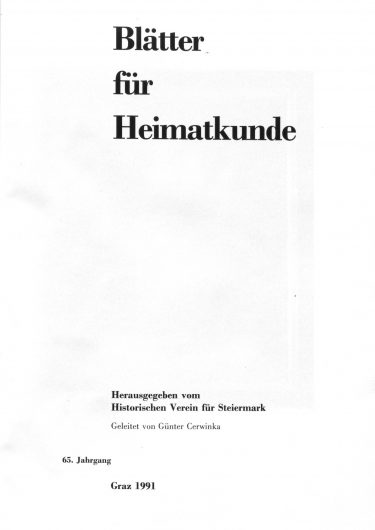 Blätter Jg65 Titelseite 375x530 - Jahrgang 65 (1991)