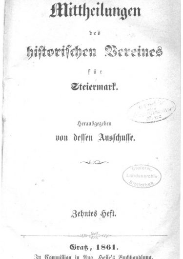 10. Heft (1861) Mittheilungen Heft 10 Titelseite 375x530 - 10. Heft (1861)