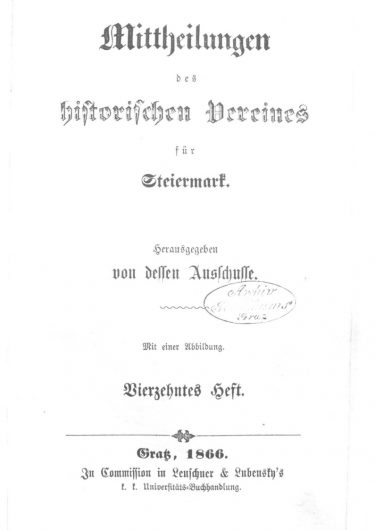 Mittheilungen Heft 14 Titelseite 375x530 - 14. Heft (1866)