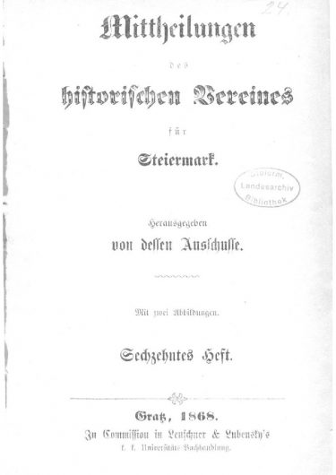 Mittheilungen Heft 16 Titelseite 375x530 - 16. Heft (1868)