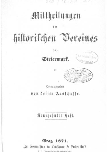 Mittheilungen Heft 19 Titelseite 375x530 - 19. Heft (1871)