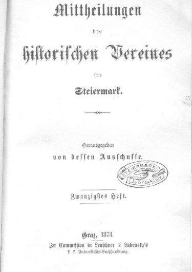 20. Heft (1873) Mittheilungen Heft 20 Titelseite 375x530 - 20. Heft (1873)