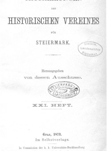 21. Heft (1873) Mittheilungen Heft 21 Titelseite 375x530 - 21. Heft (1873)