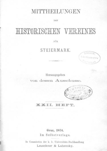 22. Heft (1874) Mittheilungen Heft 22 Titelseite 375x530 - 22. Heft (1874)
