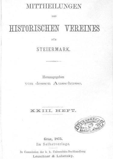 Mittheilungen Heft 23 Titelseite 375x530 - 23. Heft (1875)