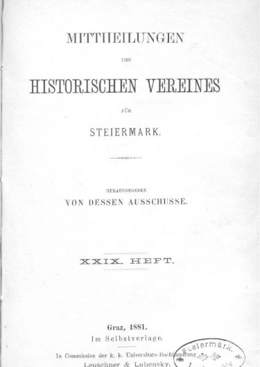 Mittheilungen Heft 29 Titelseite 375x530 - 29. Heft (1881)