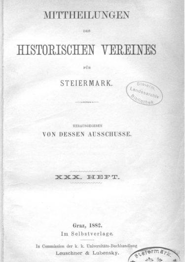 Mittheilungen Heft 30 Titelseite 375x530 - 30. Heft (1882)