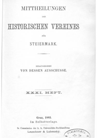 Mittheilungen Heft 31 Titelseite 375x530 - 31. Heft (1883)