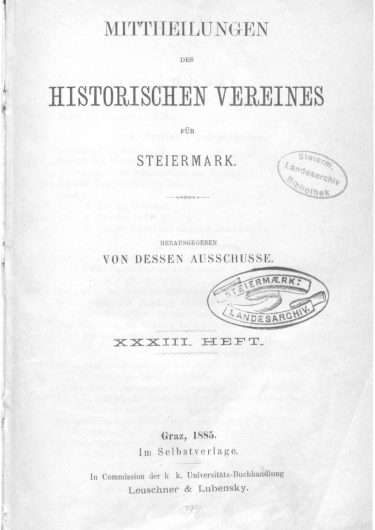 Mittheilungen Heft 33 Titelseite 375x530 - 33. Heft (1885)