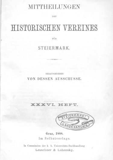 36. Heft (1888) Mittheilungen Heft 36 Titelseite 375x530 - 36. Heft (1888)