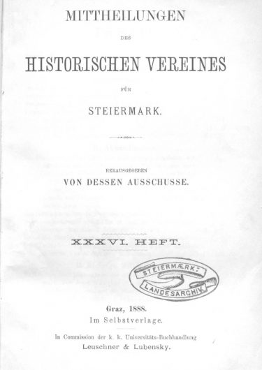 Mittheilungen Heft 36 Titelseite 375x530 - 36. Heft (1888)