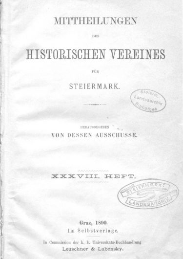 Mittheilungen Heft 38 Titelseite 375x530 - 38. Heft (1890)