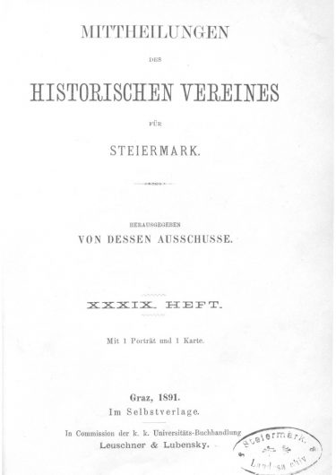 Mittheilungen Heft 39 Titelseite 375x530 - 39. Heft (1891)