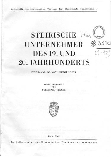 ZHVSt SB9 Titelseite 375x530 - Sonderband 9 (1965)