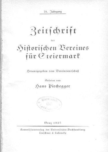 Zeitschrift Jg31 Titelseite 375x530 - Jahrgang 31 (1937)